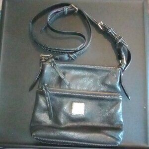 Vintage Dooney & Bourke Pebble Leather Carrier Crossbody Black Bag